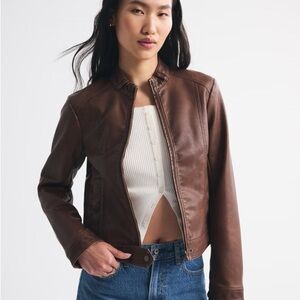 Abercrombie & Fitch Women's Chocolate Brown Leather Jacket